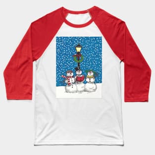 Caroling Snowmen Baseball T-Shirt